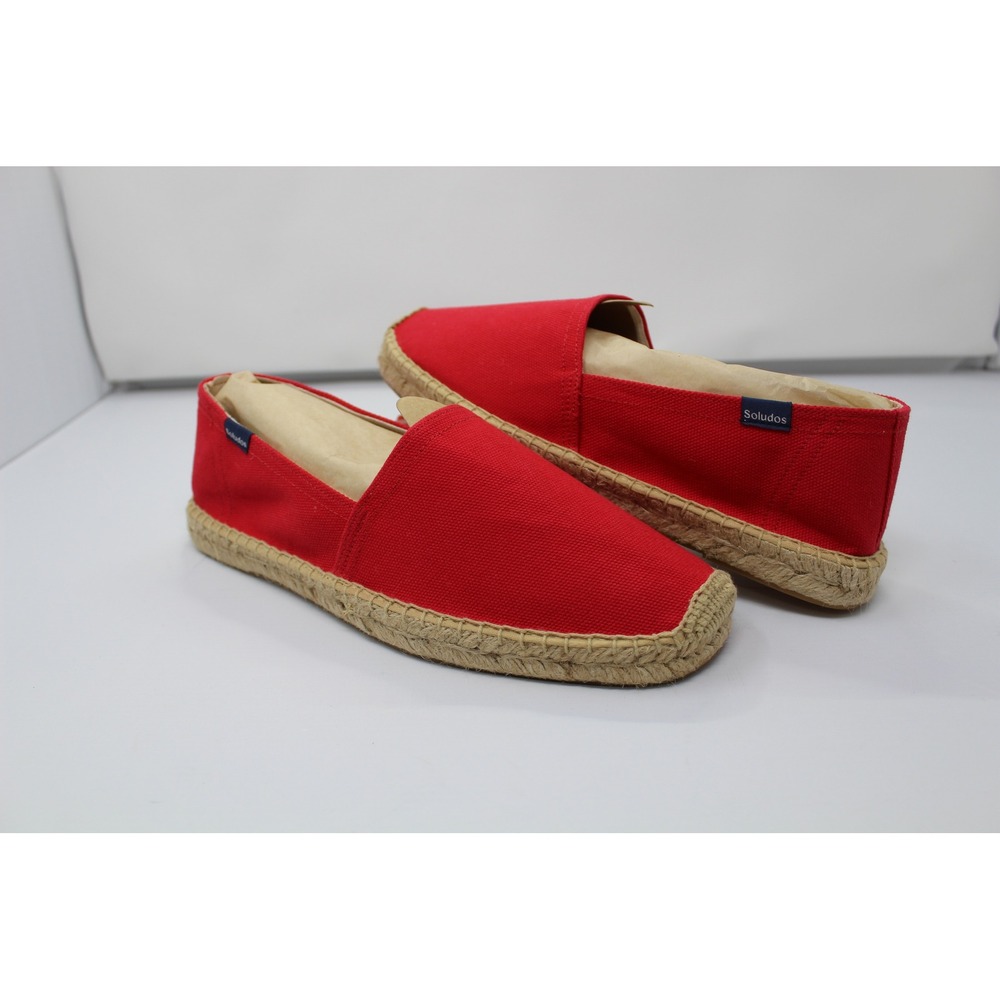 Soludos Mens Classic Red Canvas Espadrilles Slip On Jute Shoes Size 10